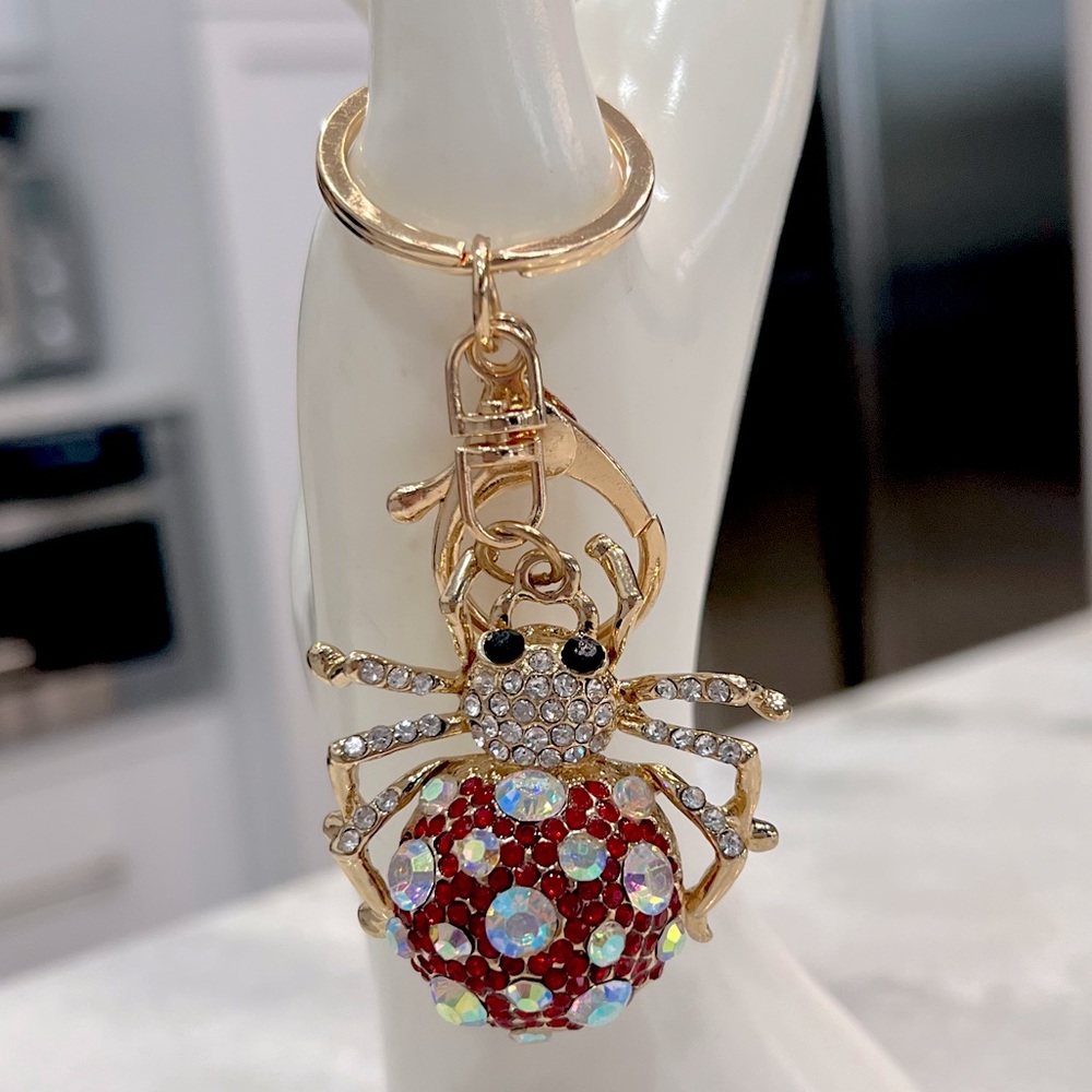 Austrian Crystal Blinged Lady Bug Keychain Bag Charm
